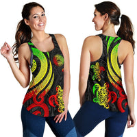 American Samoa Women's Racerback Tank - Reggae Tentacle Turtle - Polynesian Pride