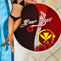 Hawaii Polynesian Custom Personalised Beach Blanket - Coat Of Arm With Hibiscus - Polynesian Pride
