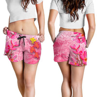 Hawaii All Over Print Women's Shorts - Polynesian Pink Plumeria Turtle - Polynesian Pride