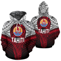 Tahitian Polynesian Hoodie Tahiti Flag Unisex White - Polynesian Pride