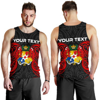 Tonga Polynesian Custom Personalised Men's Tank Top - Tongan Spirit Red - Polynesian Pride