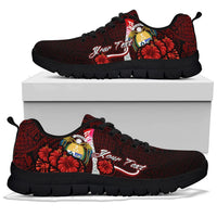 Nauru Polynesian Custom Personalised Sneakers - Coat Of Arm With Hibiscus - Polynesian Pride