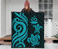 Vanuatu Premium Quilt - Turquoise Tentacle Turtle - Polynesian Pride