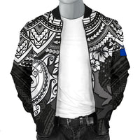 Pohnpei Polynesian Bomber Jacket (Men) - Polynesian White Turtle - Polynesian Pride