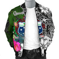 Samoa Men Bomber Jacket - Turtle Plumeria Banana Leaf - Polynesian Pride