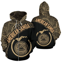 American Samoa Polynesian Zip up Hoodie American Samoa Seal Map Polynesian Tattoo Unisex White - Polynesian Pride