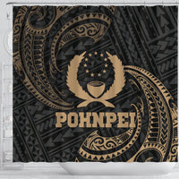 Pohnpei Micronesia Shower Curtain - Gold Tribal Wave - Polynesian Pride