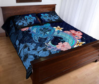 Kanaka Maoli (Hawaiian) Quilt Bed Set - Blue Turtle Hibiscus - Polynesian Pride