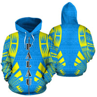 Palau All Over Zip up Hoodie Polynesian Tattoo Style Unisex White - Polynesian Pride