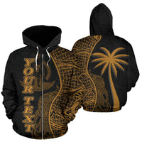 Vanuatu Polynesian Custom Zip up Hoodie Coconut Gold Unisex Gold - Polynesian Pride