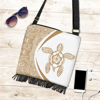 Hawaii Turtle Polynesian Crossbody Boho Handbag-Circle Style Gold And White - Polynesian Pride