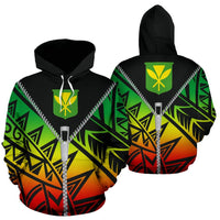 Hawaiian Hoodie Kanaka Maoli Flag With Zipper Style Unisex Black - Polynesian Pride