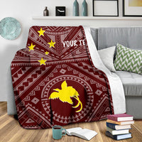 Papua New Guinea Personalised Premium Blanket - Flag With Polynesian Patterns (Red) - Polynesian Pride