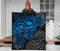 Samoa Polynesian Premium Quilt - Blue Turtle Flowing - Polynesian Pride
