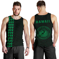 Hawaii Kakau Polynesian Coat Of Arms Men's Tank Top - Green Green - Polynesian Pride
