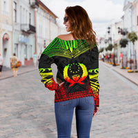 Pohnpei Polynesian Chief Women's Off Shoulder Sweater - Reggae Version - Polynesian Pride