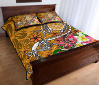 Tahiti Quilt Bed Set - Turtle Plumeria (Gold) - Polynesian Pride