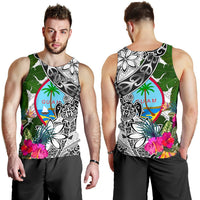 Guam Men's Tank Top White - Turtle Plumeria Banana Leaf - Polynesian Pride