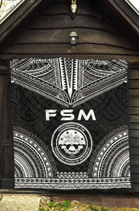 Federated States Of Micronesia Premium Quilt - FSM Seal Polynesian Chief Black Version - Polynesian Pride