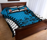 Fiji Quilt Bed Set - Fiji Flag Coat Of Arms Polynesian Warrior Style - Polynesian Pride