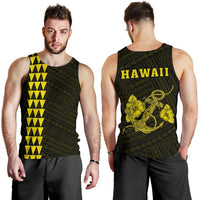 Hawaii Kakau Polynesian Anchor Map Men's Tank Top - Yellow Yellow - Polynesian Pride