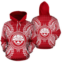 Federated States of Micronesian ll Over Hoodie Map Red White Unisex Red nd White - Polynesian Pride