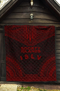 Society Islands Premium Quilt - Society Islands Flag Polynesian Chief Red Version - Polynesian Pride