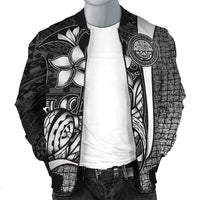 Federated States of Micronesia Men's Bomber Jackets White - Turtle With Hook - Polynesian Pride