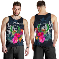 Pohnpei Micronesia Men's Tank Top - Tropical Flower Blue - Polynesian Pride