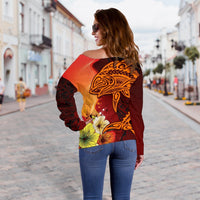 Hawaii Custom Personalised Women's Off Shoulder Sweater - Tribal Tuna Fish - Polynesian Pride