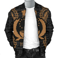 Pohnpei Polynesian Men's Bomber Jacket Map Gold - Polynesian Pride