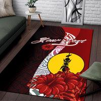 New Caledonia Polynesian Custom Personalised Area Rug - Coat Of Arm With Hibiscus - Polynesian Pride