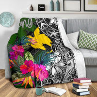 Papua New Guinea Premium Blanket - Turtle Plumeria Banana Leaf - Polynesian Pride