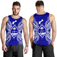 Guam Polynesian Men Tank Top Map Blue - Polynesian Pride