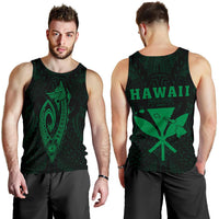 Hawaii Kakau Makau Fish Hook Kanaka Map Men's Tank Top Polynesian - Green Green - Polynesian Pride
