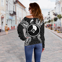 Yap Polynesian Shoulder Sweater Map Black - Polynesian Pride