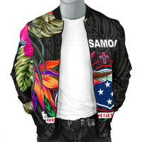 Samoa Men's Bomber Jacket - Polynesian Hibiscus Pattern - Polynesian Pride