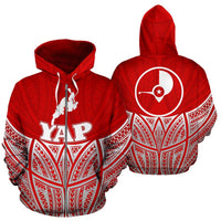 Yap Polynesian Zip up Hoodie Red Pride Map and Seal Unisex Red - Polynesian Pride