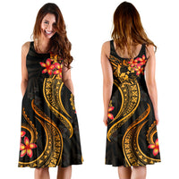 Tonga Polynesian Midi Dress - Gold Plumeria - Polynesian Pride