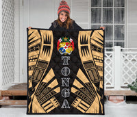 Tonga Premium Quilt - Tonga Coat Of Arms Polynesian Gold Tattoo - Polynesian Pride