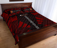 Papua New Guinea Quilt Bed Set - Papua New Guinea Coat Of Arms & Polynesian Red Tattoo Style - Polynesian Pride