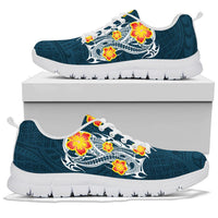 Hawaii Polynesian Hibiscus Sneakers - JVT Style - Blue - Polynesian Pride