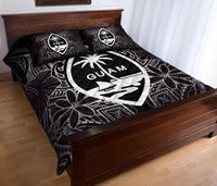 Guam Polynesian Quilt Bed Set - White Hibiscus Coat Of Arms - Polynesian Pride
