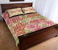 Personalized - Hawaii Tropical Hibiscus Plumeria Quilt Bed Set - Polynesian Pride