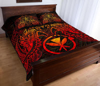 Hawaii Polynesian Quilt Bed Set - Hawaii Red Kanaka Maoli Turtle Manta Ray - Polynesian Pride