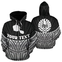 Tahiti Polynesian Custom Zip up Hoodie Black Pride Map and Seal Unisex Black - Polynesian Pride