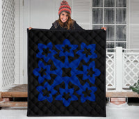 Hawaiian Premium Quilt Royal Pattern - Black And Blue - A1 Style - Polynesian Pride