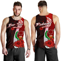Pohnpei Micronesia Custom Personalised Men's Tank Top - Coat Of Arm With Hibiscus Red - Polynesian Pride