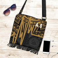 American Samoa Boho Handbag - Seal With Polynesian Pattern Heartbeat Style (Gold) - Polynesian Pride