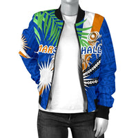 Marshall Islands Rugby Women Bomber Jacket Coconut Leaves - Polynesian Pride